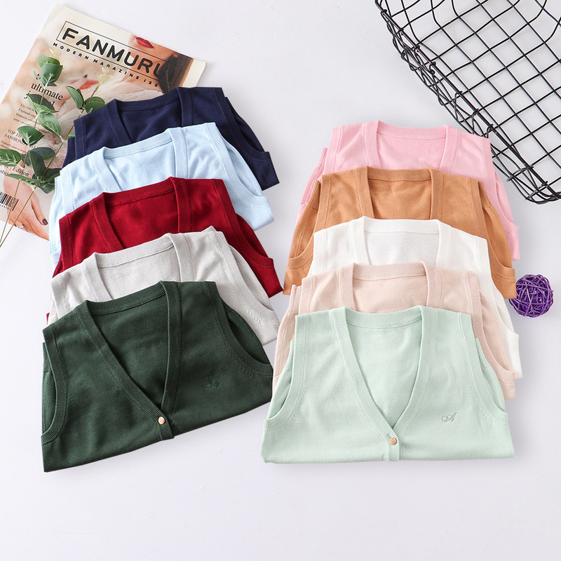 Daruma Original Kishu Tea Academy Japanese Student Jk Knitted Sweater Vest Cardigan Sleeveless Thin Style
