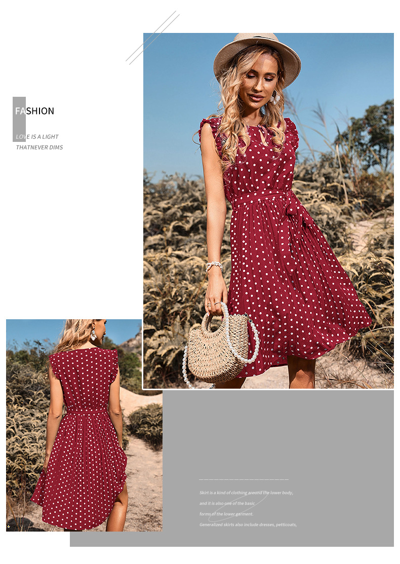 Round Neck Neckline Regular Fit Fit Type Wholesale Women'S Elegant Printing Polka Dots Daily Street Round Neck Short Sleeve Regular Dress