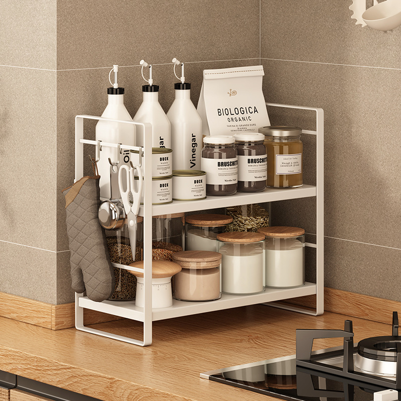 廚房調味料調置物架台面窄小型灶台調料架轉角牆角雙層放調料架子