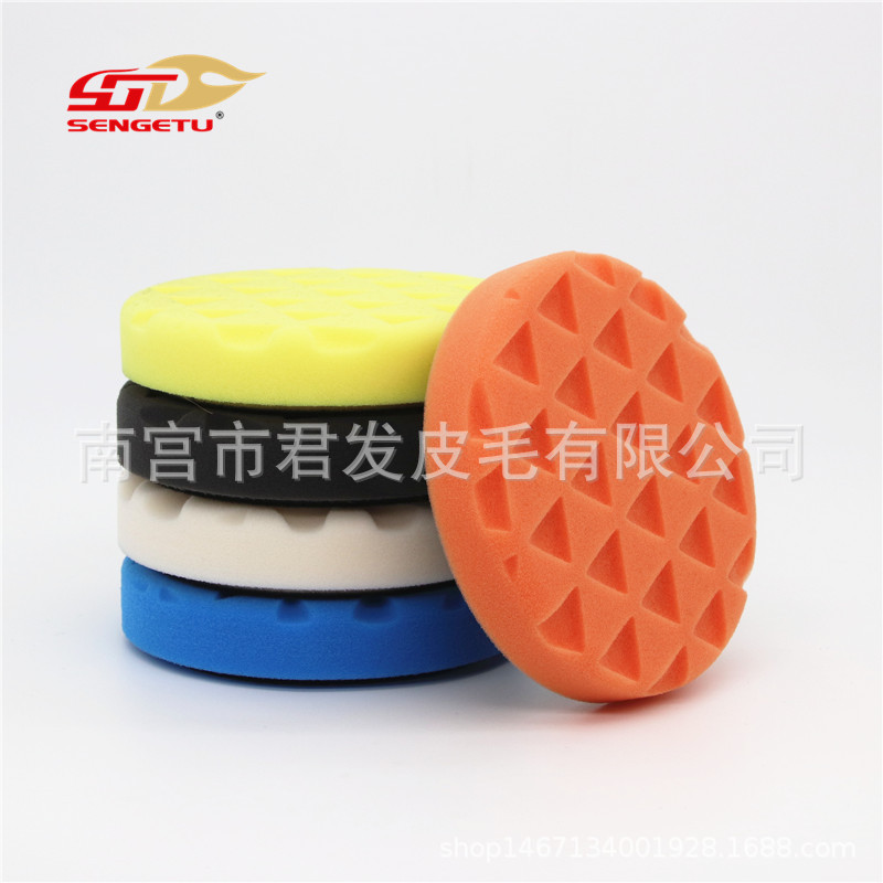 5寸曼泽纳同款三角纹海绵抛光盘汽车漆面修复工具DA机海绵轮