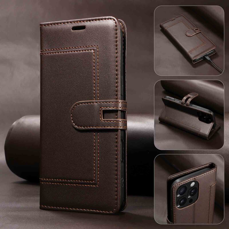 Suitable for Iphone17Promax Car Line Mobile Phone Case 16E Wallet Leather Case Air Flip Cover 14 Apple 15 Protective Case