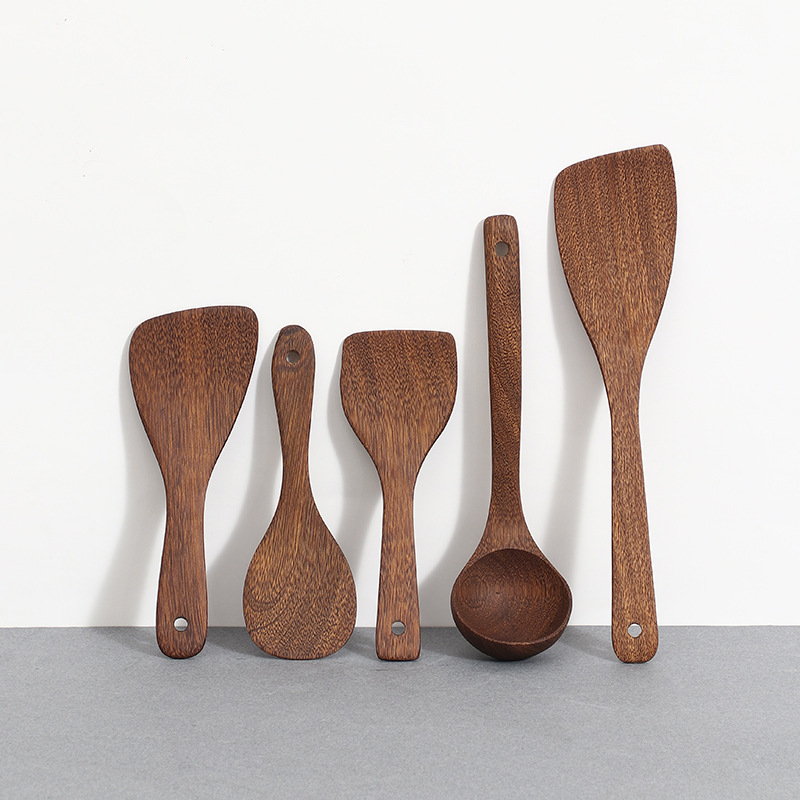木鍋鏟家用炒菜木鏟子不粘鍋專用木質長柄湯勺雞翅木廚具套裝