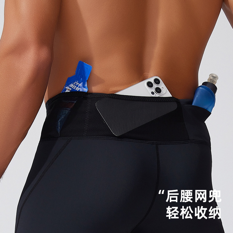 Pantalones ajustados deportivos de verano Maratón masculino carrera de compresión de cinco puntos pantalones de velocidad seca y alta elasticidad entrenamiento de ciclismo pantalones cortos image 5