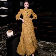 欧货女装秋冬季新款高端重工丝绒礼服法式长裙气质轻奢大摆连衣裙