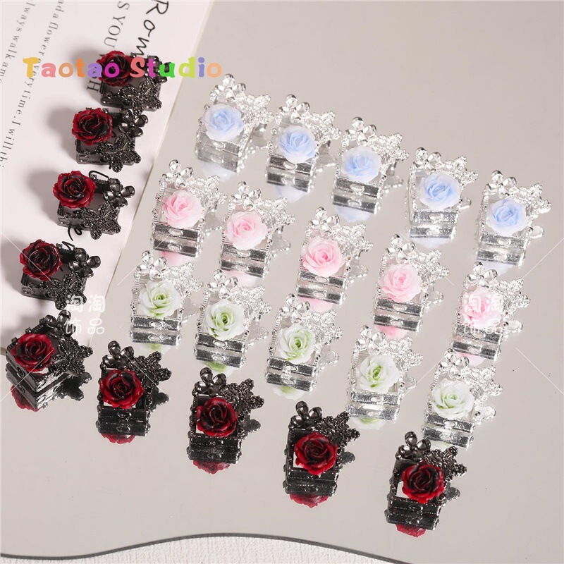 Dark Style Rose Butterfly Four-Way Separated Beads Mobile Phone Chain Alloy Pendant Handmade DIY Bracelet Necklace Accessories Material