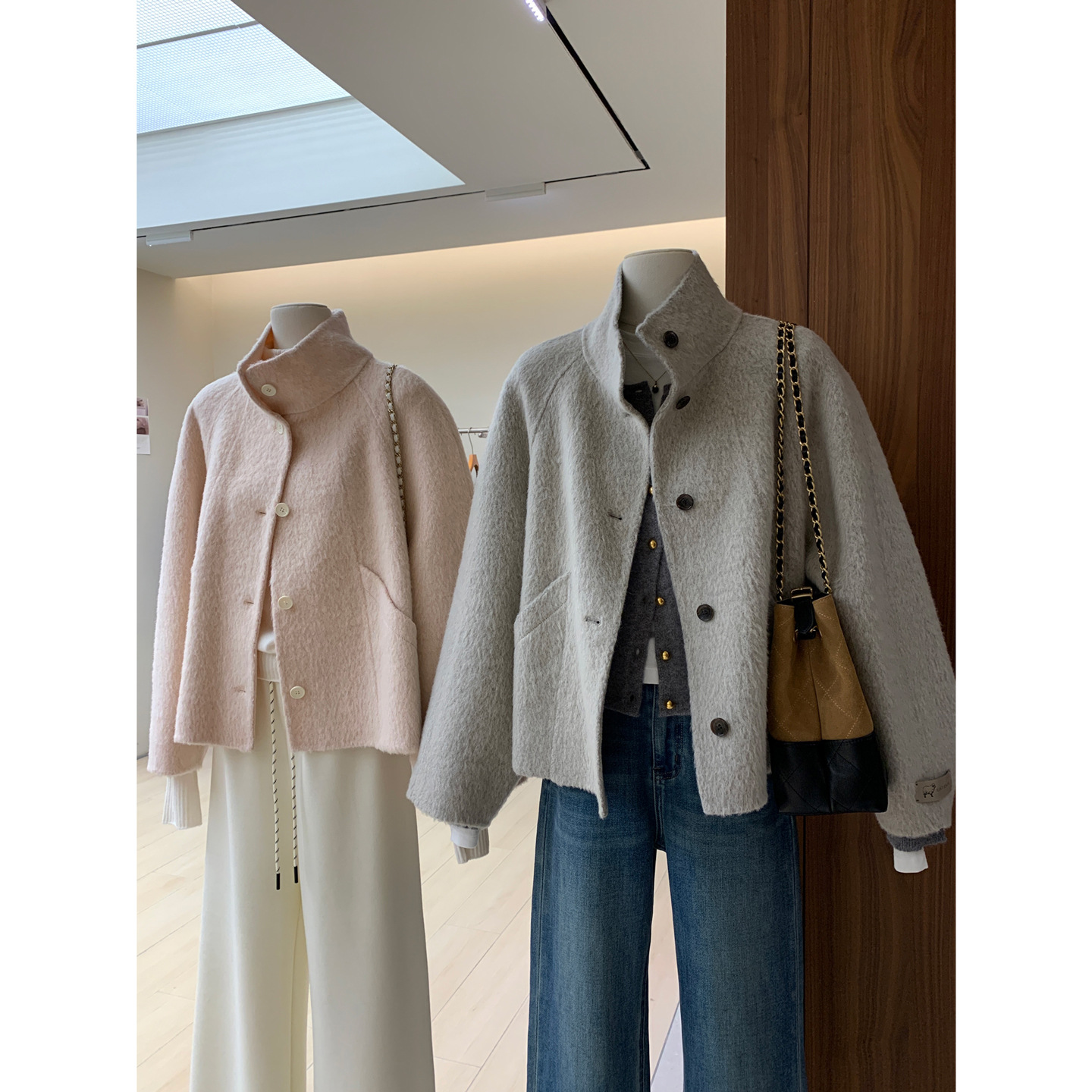Long-Haired Suli Alpaca Sheep Wool Is Light, Warm and Comfortable, High-Quality Double-Sided Woolen Short Coat, Multi-Wear Stand-Up Collar Woolen Jacket
