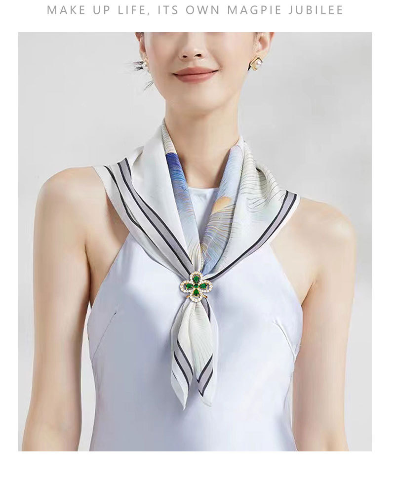 经典时尚百搭幸运四叶草丝巾扣小众轻奢花朵衣角扣新品