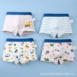 Cross-Border Pure Cotton Boys Underwear Comfortable Printed Boys Underwear Boxer Cotton Cartoon Car Student Underwear for Men