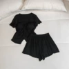 Black breast pads, shorts, with short sleeve