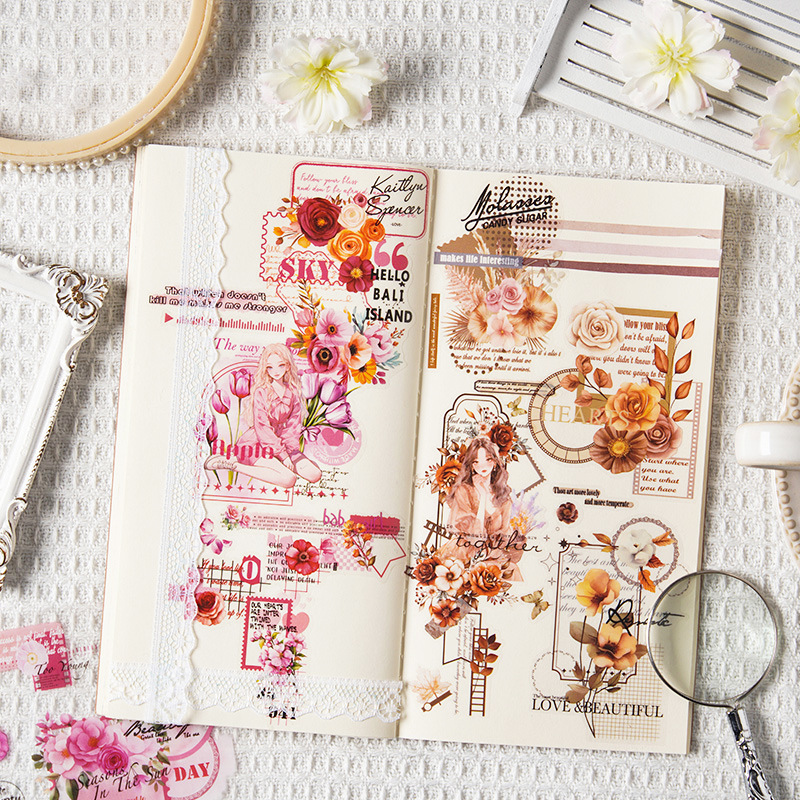 Serie de notas especiales para niñas Libro de pegatinas impermeable de pet transparente Libro de pegatinas de paisajismo de collage de decoración de bricolaje de cuenta manual transfronteriza