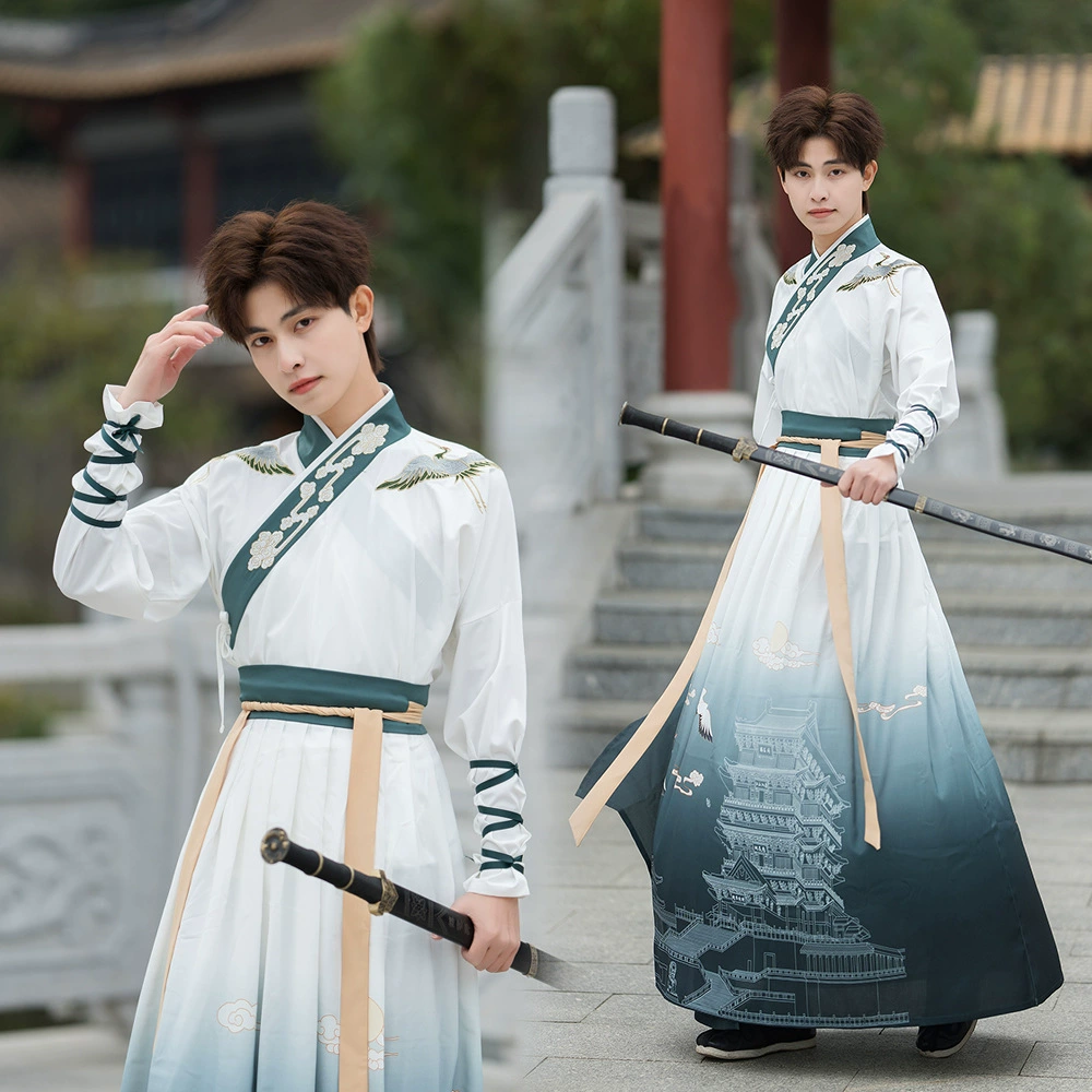 Настоящий выстрел оригинальный вышитый крестиком воротник китайский стиль ханьфу недревний костюм пара CP костюм Одежда для боевых искусств костюм