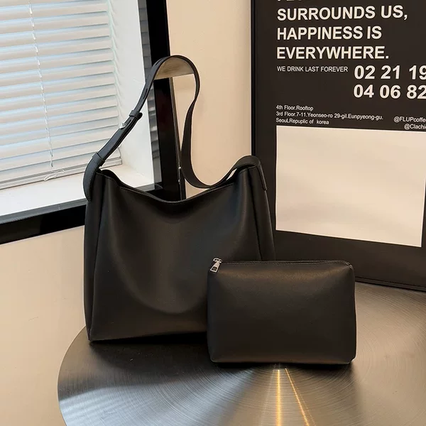 Ins Japanese-Style Soft Leather Large-Capacity Mori Girl Shoulder Bag 2023 New Korean Version Artistic Handbag Crossbody Mother-Daughter Bag