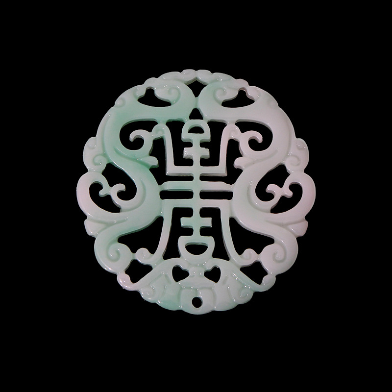 厂家直销树脂仿玉镂空玉牌古装汉服流苏挂件配饰腰间双龙玉牌腰佩|ms