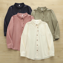 日系森女磨毛多扣尖领女士开衫长袖衬衫批发潮
