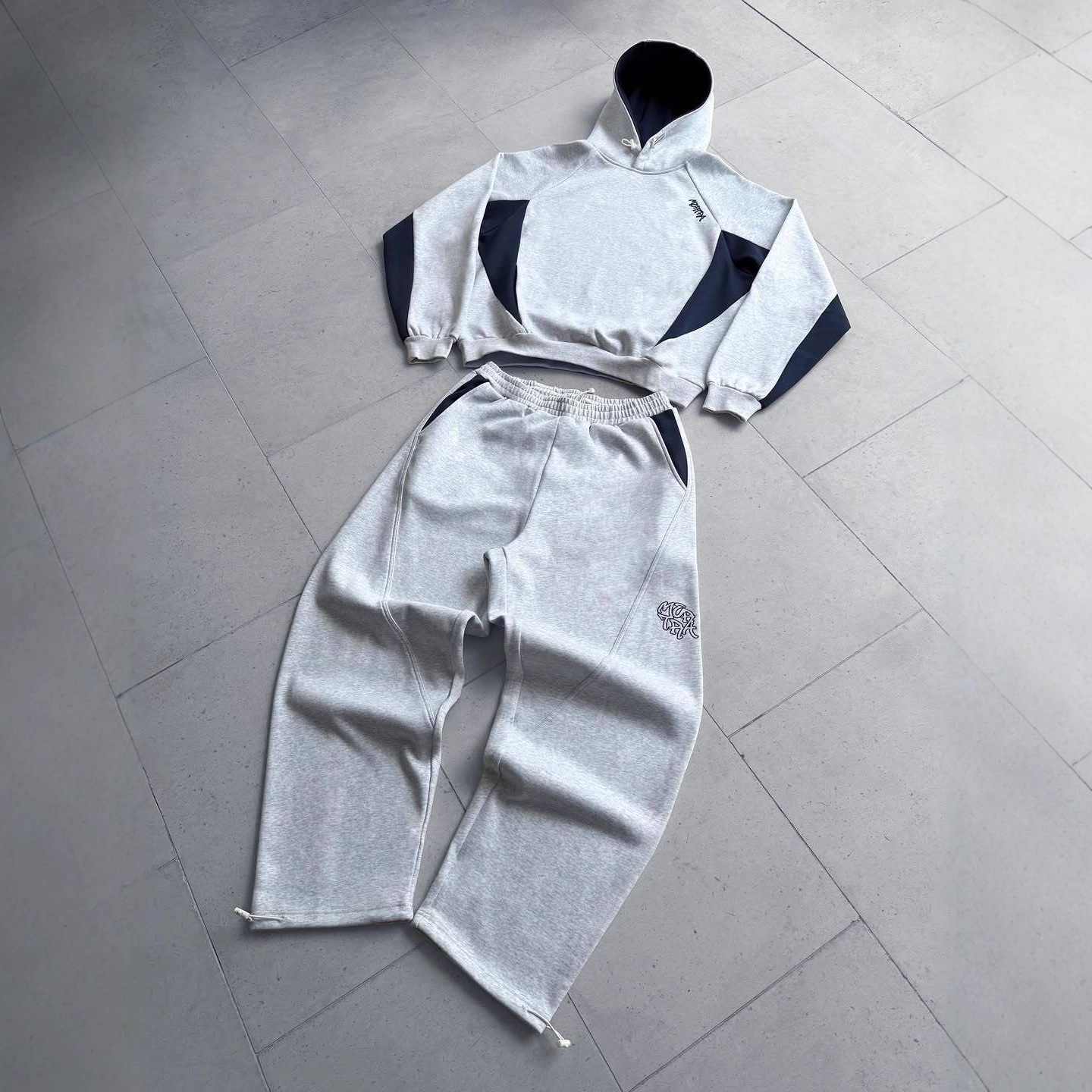 European and American Ins New Color Matching Embroider Stylish Hoodie Y2K Fashion Casual Sports Style Pants Suit Women Wholesale