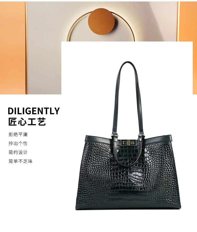 头层牛皮欧美手提大包大容量通勤时尚托特包单肩斜挎