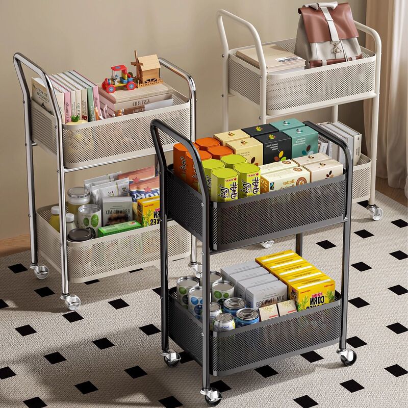 Movable storage rack, floor-standing storage trolley, household living room snack and miscellaneous items rack, Nordic style storage rack