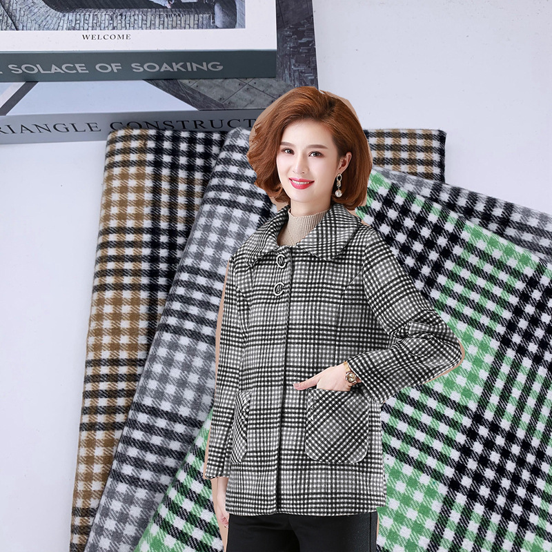 现货供应 粗纺仿毛呢格子布 秋冬大衣衬衫连衣裙外套格子面料