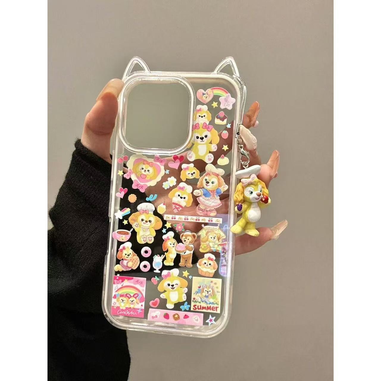 Cartoon Stereo Cat Ear Chef Hat Keqiananda Bear Suitable for Iphone16Promax Apple 15 Mobile Phone Case