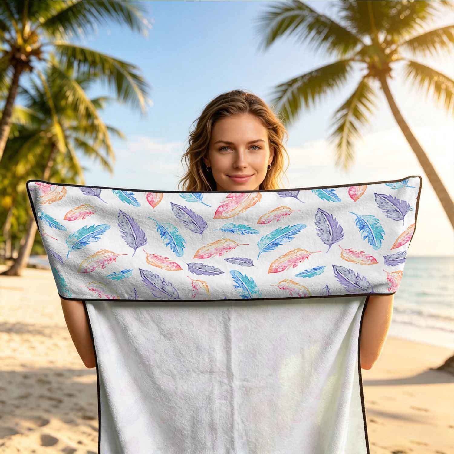Geometric Bath Towel Car Seat Cover 2-in-1 Microfiber Outdoor Beach Car Dual-Use Universal Seat Cushion