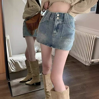 辣妹复古牛仔裙半身裙女潮夏季新款a字半裙高腰小个子包臀短裙子