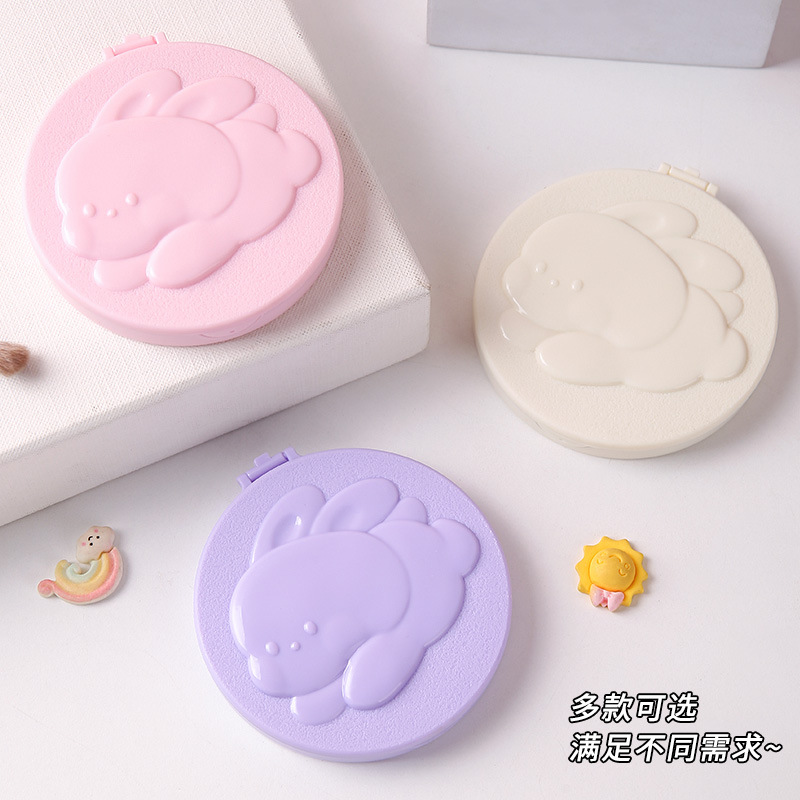 Espejo de maquillaje de dibujos animados plegable peine portátil con espejo pequeño espejo redondo creativo espejo de maquillaje estudiantes lindos espejos de plástico