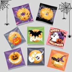 ハロウィンキャンディバッグカボチャゴースト粘着バッグベーキング包装ジップロックバッグクッキースノーフレークビスケットOPPバッグ