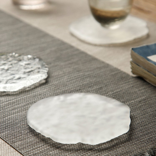 Crystal tea coaster, Japanese style thickened glass heat-resistant cup holder, home dining mat, coffee cup, water cup, simple style
