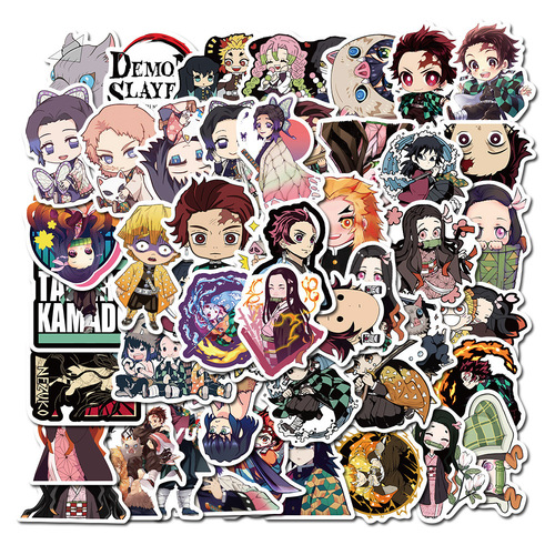 50 New Japanese Anime Demon Slayer Sticker Decals for Luggage Laptop Guitar Waterproof Sticker