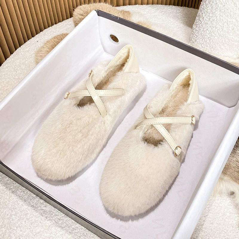 PM-1 Обувь Мао Женская флисовая подкладка для беременных с плоским дном Интернет-красный Мао 2023 Новая женская верхняя одежда осень/зима большие размеры 41-43