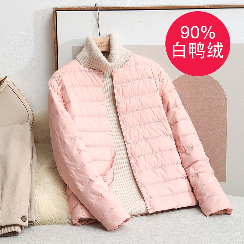 Lightweight down Jacket Women's Liner 2025 New Winter Round Neck Liner Inner Wear Large Size V Neck Short Jacket