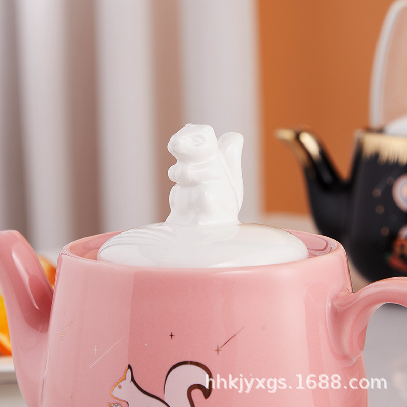 Ins solo juego de té cerámica ardilla Amazon Comercio exterior oferta especial puede agregar logotipo una olla taza regalo