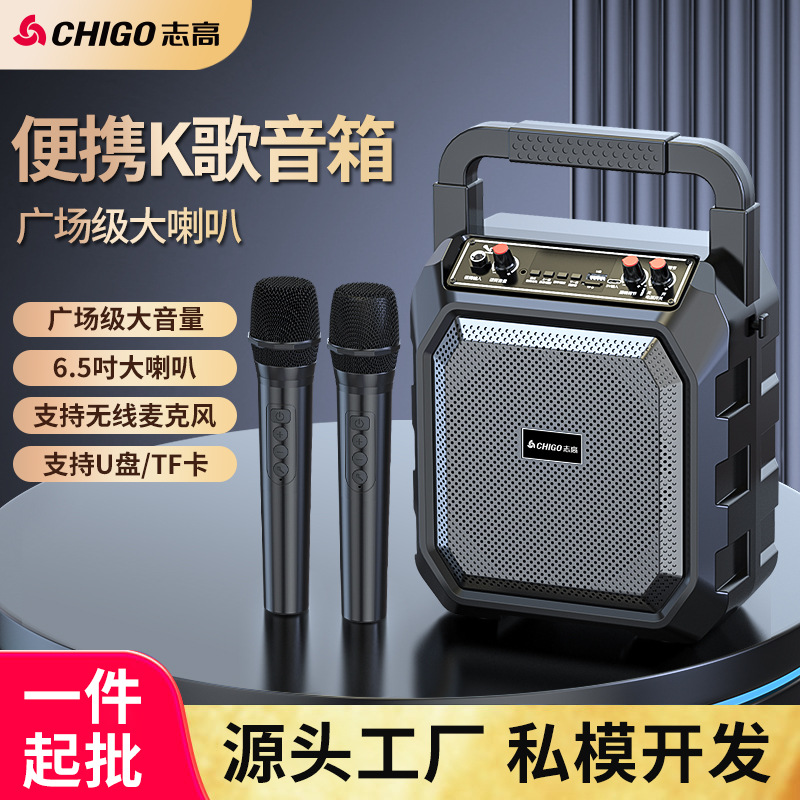 志高户外手提便携大音量广场舞蓝牙音箱家用K歌一体低音炮音响