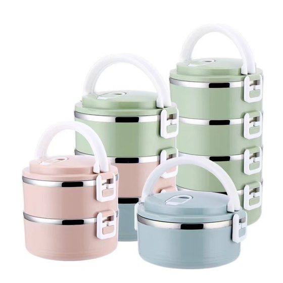 304 stainless steel lunch box student office worker multi-layer portable lunch box large capacity insulation barrel gift wholesale