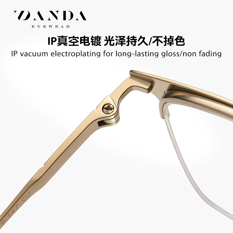 Las nuevas gafas de titanio puro F51102 de moda hombre de negocios medio marco plano espejo IP galvanoplastia se puede equipar con marco óptico de miopía