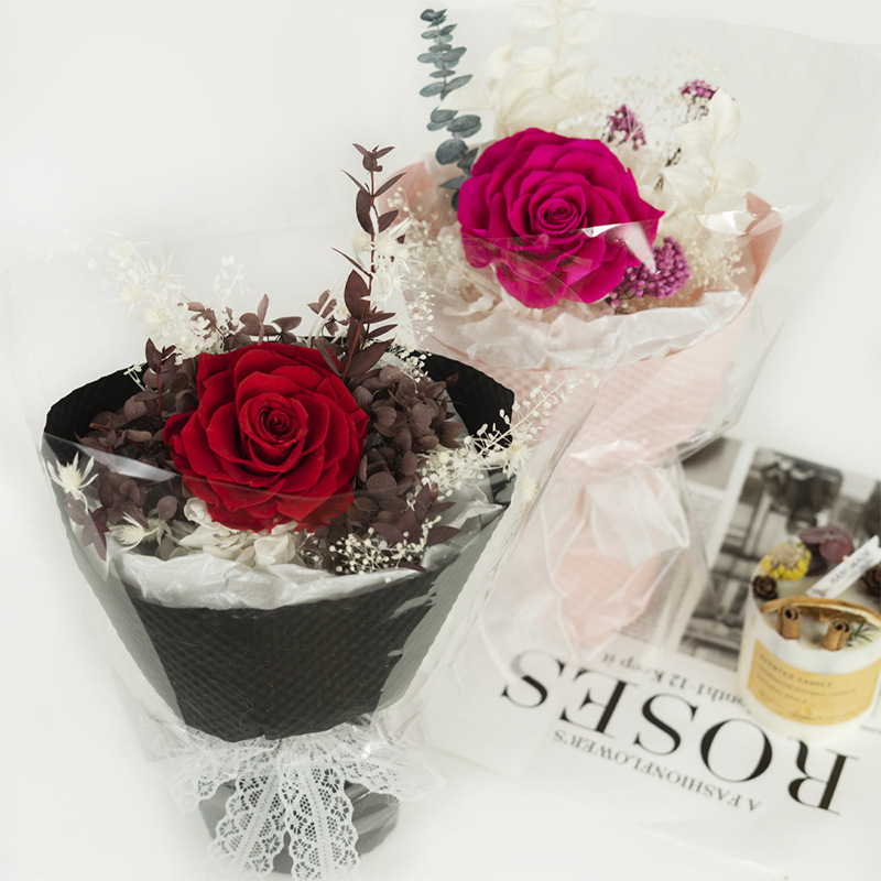 Ramo de rosas eternas de Yunnan, producto terminado, decoración, regalo de San Valentín para novia, regalo de flores reales, ramo eterno creativo