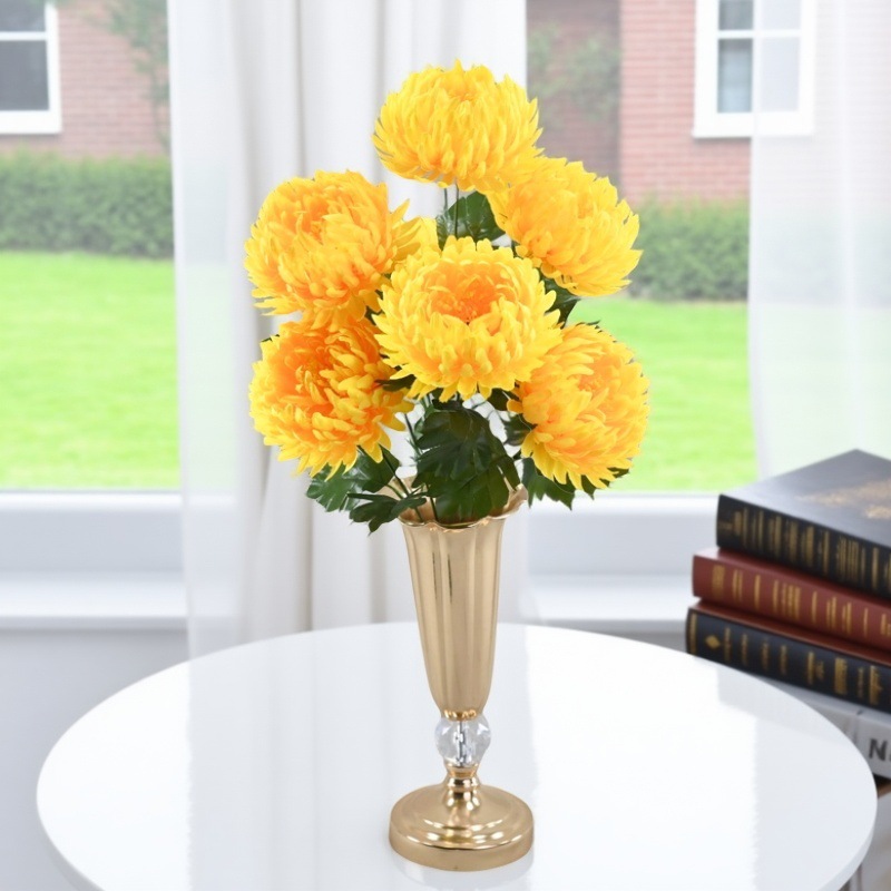 Flores artificiales de estilo europeo, crisantemo de 7 cabezas con forma de garra de dragón, decoración de bodas, arreglos florales, decoración de ventanas, ramo de flores artificiales decorativas