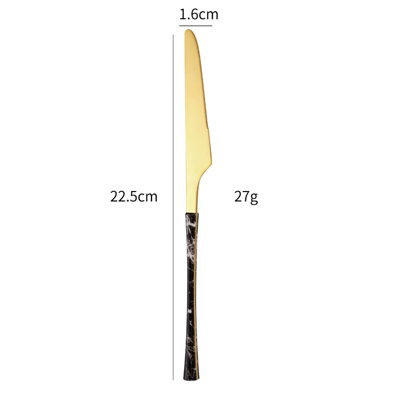 430 vajilla de acero inoxidable cuchillo de carne, tenedor y cuchara de clip manejar pequeña cintura mármol comida occidental 4 piezas cuchara transfronteriza cuchara de té