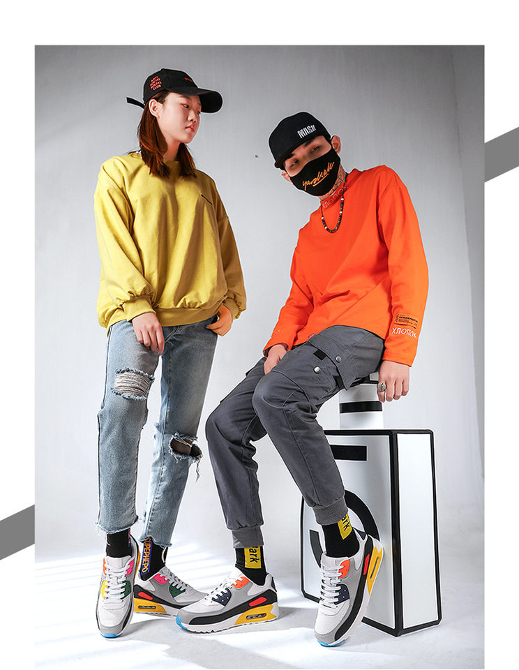 Giày sneaker thể thao đế dày cổ thấp buộc dây phối màu unisex — AD-0590 màu trắng, AD-0590 toàn màu đen, AD-0590 trắng xám vàng, AD-0590 đen trắng chi tiết 32