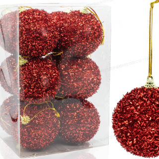 Navidad personalizada colgante de árbol de Navidad 35 bolas de Navidad decoración de barril de polvo flash espuma galvanizado set de bolas de plástico