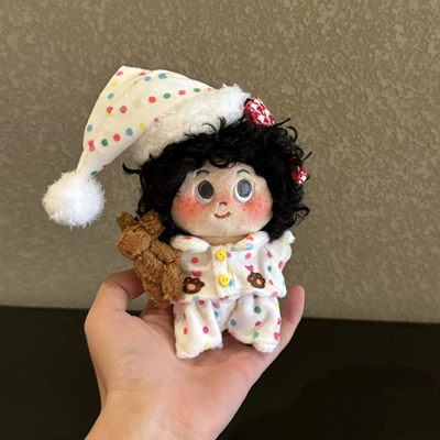 Pluş açarlıqlar Curly Hair Plush Doll - polka-dot-pajamas-black-explosion-pendant