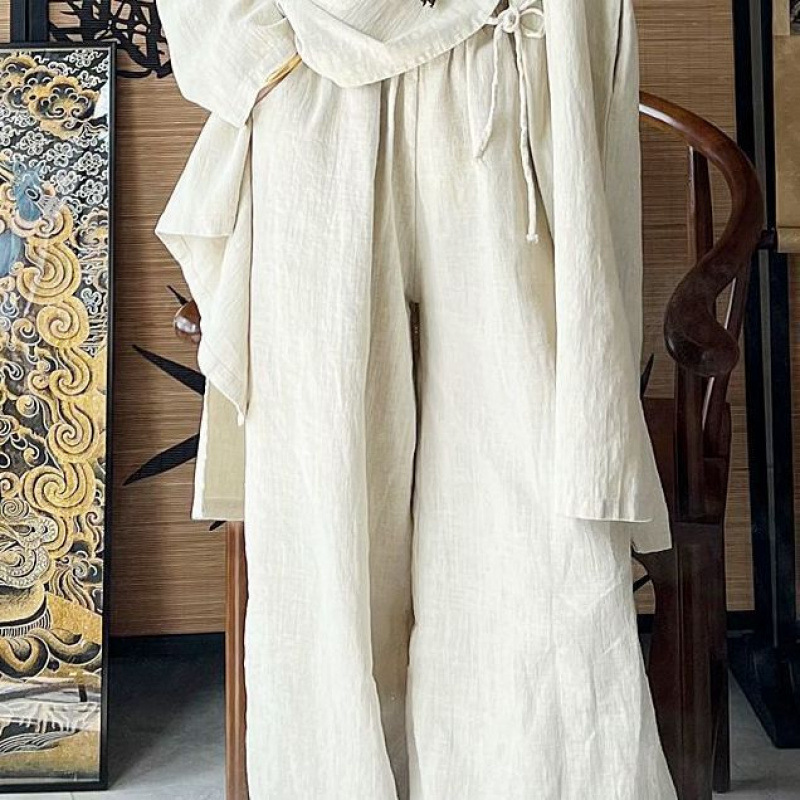 棉麻女装新中式汉服盘扣衬衫唐装上衣佛系禅意中国风茶服|undefined