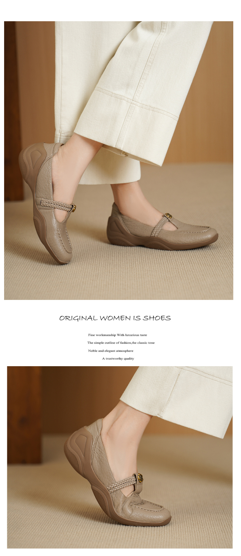 Giày Mary Jane nữ da cừu mềm đế xuồng gót thấp quai ngang — đen chi tiết 9