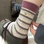 美女条纹撞色堆堆袜