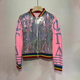 品质现货 棒球服 亮片外套 嘻哈潮 欧货夹克 立领夹克 宽松珠片绣