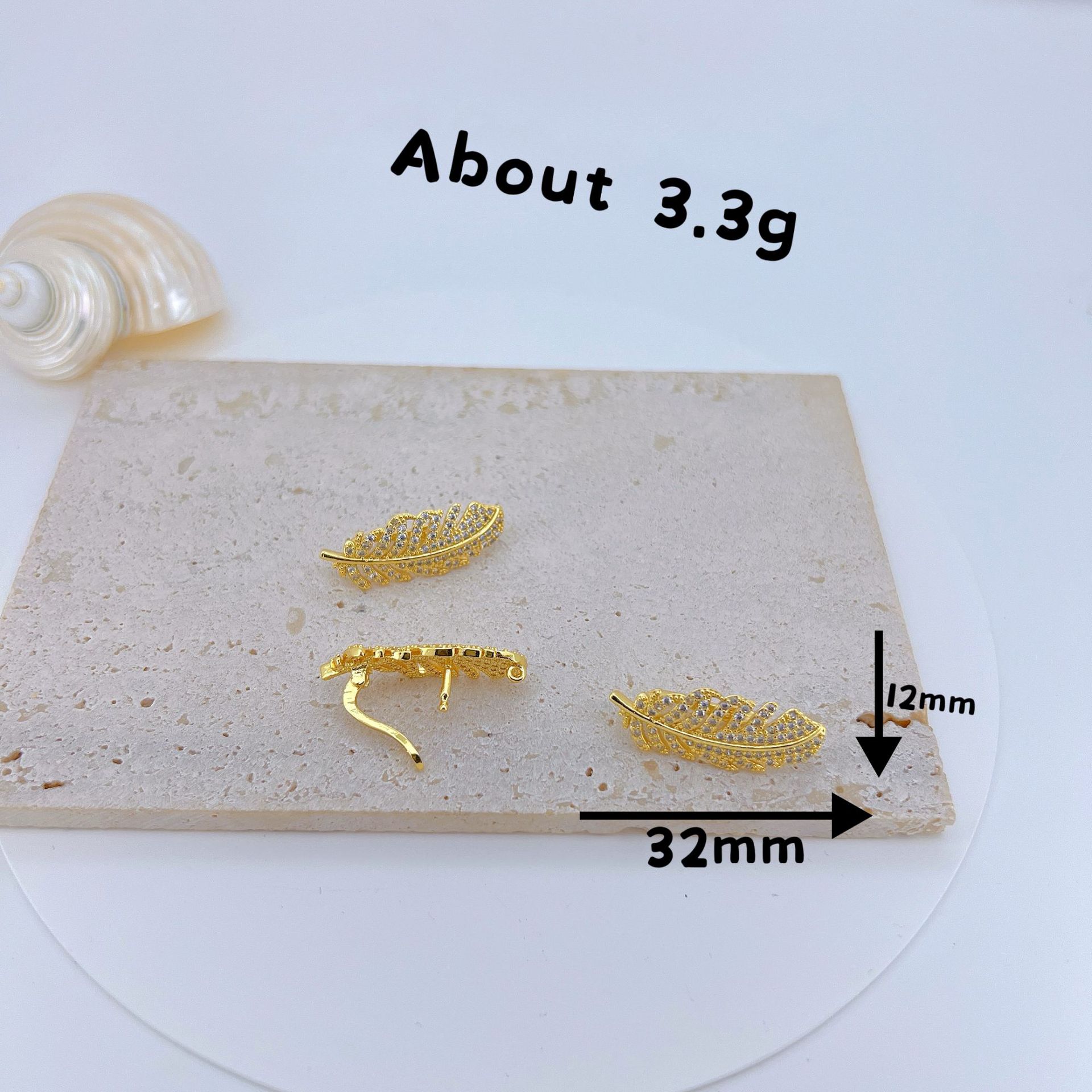 Jewelry Buckle Jewelry Making Type 1 Piece 32*12mm Copper Zircon Feather Jewelry Buckle Jewelry Accessories