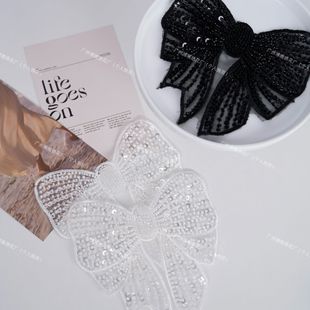 New Bead Embroidered Lace Bow Embroider Cloth Patch Clothing Luggage DIY Accessories Jewelry Patch Patch