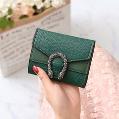 Korean style short wallet women's folding women's coin purse simple female student mini cute wallet multi-card slot card holder