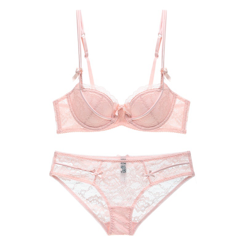 Conjunto de lencería sexy europeo y americano con tirantes de encaje y lazo, estilo fino, conjunto de lencería para mujer con busto pequeño, venta al por mayor