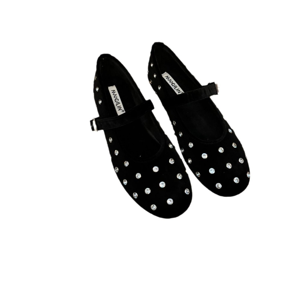 Genuine Leather Rhinestone Single Shoes For 2024 Autumn Matching Dress Pregnant Women Soft Sole Loafers Mary Jane Spring_vogvips.com